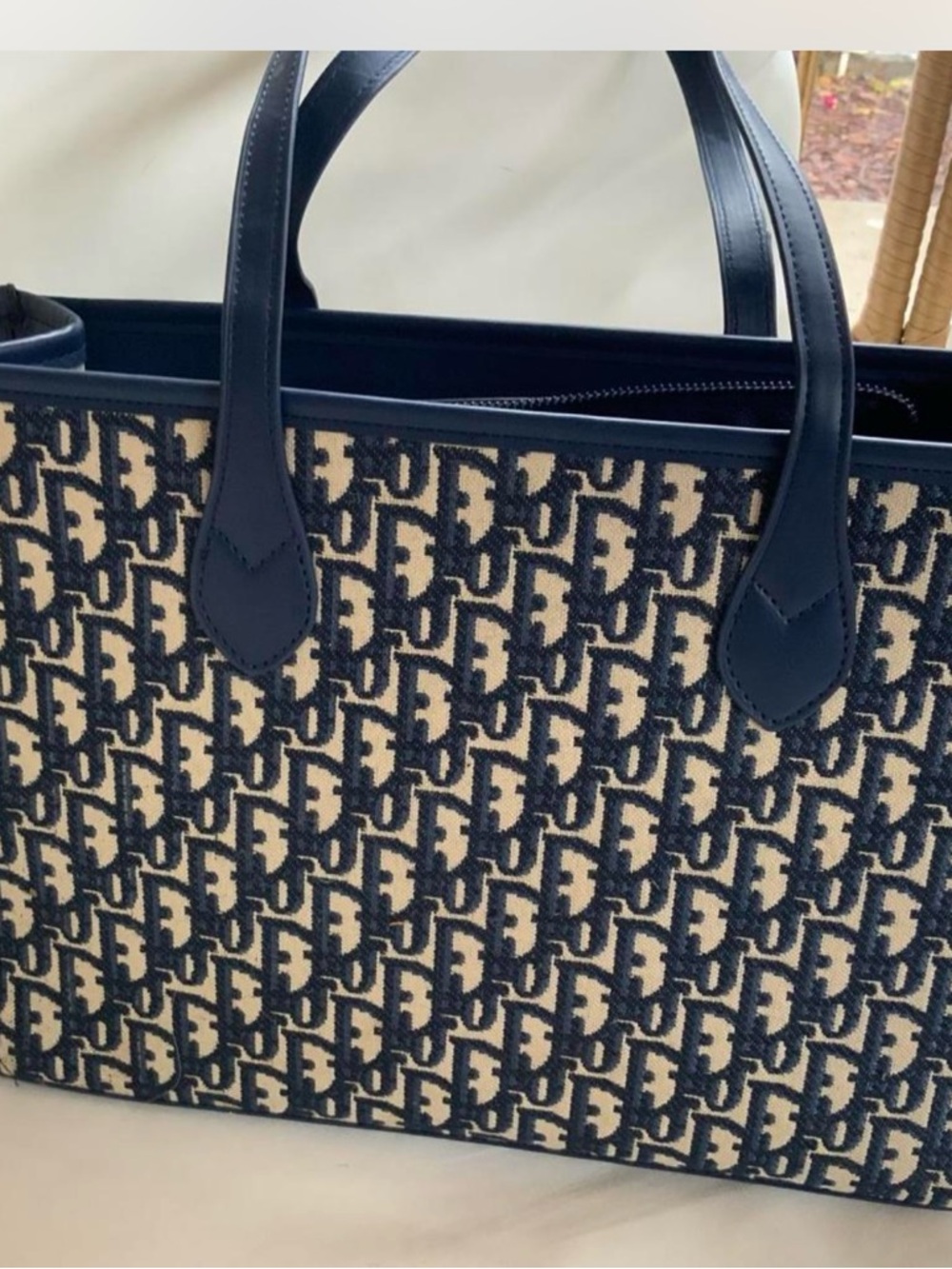 ‼️WOW‼️CD La FEMME TOTE Bag Navy and Cream Oblique Canvas Tote‼️ - Picture 2 of 10